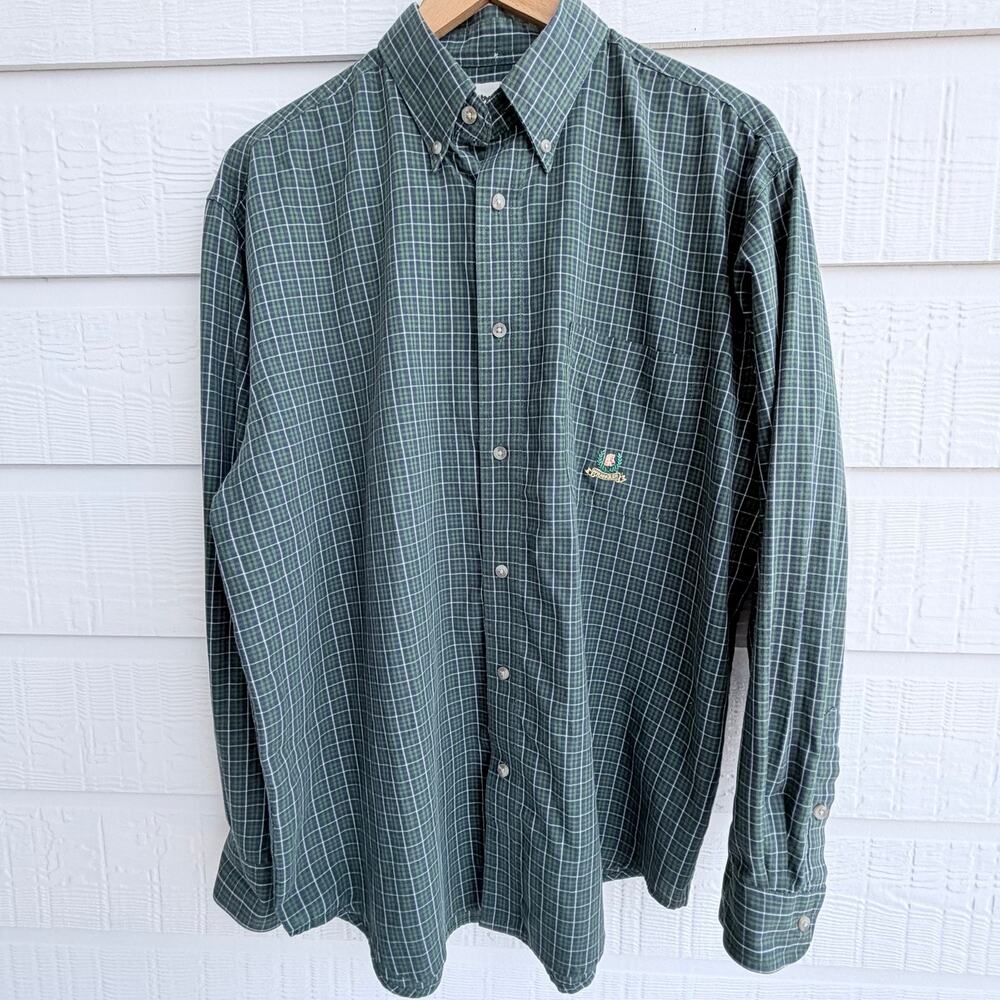 Wrangler Riata Blue Green Check Shirt Men’s L/G Western Cowboy Ranchwear